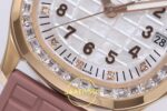 Patek Philippe Aquanaut Jumbo 5069A RG PPF White MOP PPF Factory Aktif Hacking Saniye Durdurma 36mm Sol Yan Kasa Kalınlık — Kadran ve Bezel Görünümü
