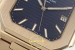 Patek Philippe Cubitus 5821 RG GRF Blue Dial on RG ZF Factory 45mm Yatay Kasa, Bezel ve Kordon Bütünlüğü Super Clone ETA Saat — Kadran ve Bezel Görünümü