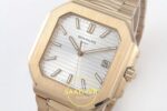 Patek Philippe Cubitus 5821 RG GRF Silver Dial on RG ZF Factory 45mm Sağ 45 Derece Çapraz Kasa ve Kurma Tepesi Profili Super — Kadran ve Bezel Görünümü