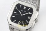 Patek Philippe Cubitus 5821 SS GRF Black Dial on SS ZF Factory 45mm Sağ 45 Derece Çapraz Kasa ve Kurma Tepesi Profili Super Clone — Kadran ve Bezel Görünümü