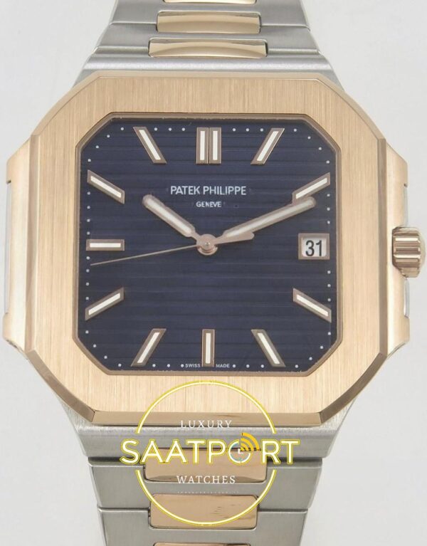 Patek Philippe Cubitus 5821 SS/RG GRF Blue Dial on SS/RG ZF Factory 45mm Ön Cephe Kadran ve Kasa Görünümü Super Clone ETA Saat