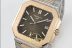 Patek Philippe Cubitus 5821 SS/RG GRF Brown Dial on SS/RG ZF Factory 45mm Sağ 45 Derece Çapraz Kasa ve Kurma Tepesi Profili Super — Kadran ve Bezel Görünümü