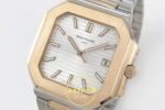 Patek Philippe Cubitus 5821 SS/RG GRF Silver Dial on SS/RG ZF Factory 45mm Sağ 45 Derece Çapraz Kasa ve Kurma Tepesi Profili — Kadran ve Bezel Görünümü