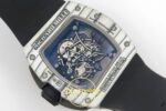 Richard Mille 01 Yohan Blake White NTPT RF on Black ZF Factory 43mmx13.5mm Gece Fosfor (Super-LumiNova) ve Kadran Detay Görünümü — Kadran ve Bezel Görünümü