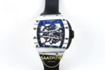 Richard Mille 01 Yohan Blake White NTPT ZF on Black ZF Factory 43mmx13.5mm Kadran İndeks ve İbre Detay Yakın Çekim Super Clone — Kadran ve Bezel Görünümü