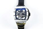 Richard Mille 01 Yohan Blake White NTPT ZF on Black ZF Factory 43mmx13.5mm Ön Cephe Kadran ve Kasa Görünümü Super Clone ETA Saat — Kadran ve Bezel Görünümü