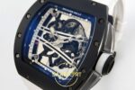 Richard Mille AVF RM061 Black Ceramic Black/White Inner Bezel White ZF Factory 43mmx14.5mm Sağ 45 Derece Çapraz Kasa ve Kurma — Kadran ve Bezel Görünümü