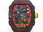 Richard Mille RM 67-02 Alexander Zverev Black NTPT İskelet Kadran ve Köprü Detayı Yakın Plan Rich Factory Super Clone ETA — Kadran ve Bezel Görünümü