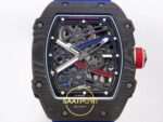 Richard Mille RM 67-02 Black NTPT France Pro V2 İskelet Kadran ve Köprü Detayı Yakın Plan Rich Factory Super Clone ETA — Kadran ve Bezel Görünümü