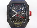 Richard Mille RM 67-02 Black NTPT France İskelet Kadran ve Köprü Detayı Yakın Plan Rich Factory Super Clone ETA — Kadran ve Bezel Görünümü