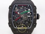Richard Mille RM 67-02 Black NTPT UAE Edition İskelet Kadran ve Köprü Detayı Yakın Plan Rich Factory Super Clone ETA — Kadran ve Bezel Görünümü