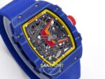 Richard Mille RM 67-02 Fernando Alonso Blue NTPT Sağ Çapraz Kurma Kolu ve Kasa Profili Rich Factory Super Clone ETA — Kadran ve Bezel Görünümü