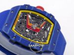Richard Mille RM 67-02 Fernando Alonso Blue NTPT Yatay Kadran ve CRMA7 Mekanizma Derinliği Rich Factory Super Clone ETA — Kadran ve Bezel Görünümü
