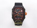 Richard Mille RM 67-02 McLaren Orange Black NTPT Ön Cephe Kadran ve Kasa Görünümü Rich Factory Super Clone ETA — Kadran ve Bezel Görünümü