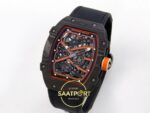 Richard Mille RM 67-02 McLaren Orange Black NTPT Sol Çapraz Kasa ve Bezel Dokusu Rich Factory Super Clone ETA — Kadran ve Bezel Görünümü
