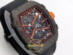 Richard Mille RM 67-02 McLaren Orange Black NTPT Sağ Çapraz Kurma Kolu ve Kasa Profili Rich Factory Super Clone ETA — Kadran ve Bezel Görünümü