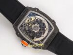 Richard Mille RM 67-02 McLaren Orange Black NTPT Arka Kapak Safir Cam ve CRMA7 Rotor Görünümü Rich Factory Super Clone ETA — Kadran ve Bezel Görünümü