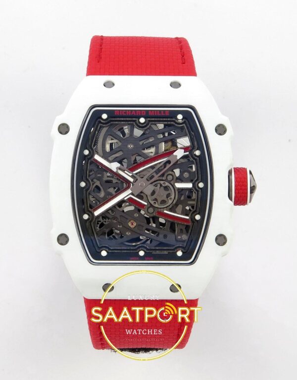Richard Mille RM 67-02 Monaco White NTPT Ön Cephe Kadran ve Kasa Görünümü Rich Factory Super Clone ETA