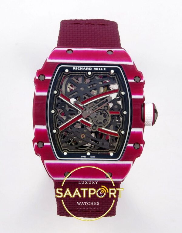 Richard Mille RM 67-02 Purple NTPT CRMA7 Ön Cephe Kadran ve Kasa Görünümü Rich Factory Super Clone ETA