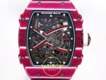 Richard Mille RM 67-02 Purple NTPT CRMA7 İskelet Kadran ve Köprü Detayı Yakın Plan Rich Factory Super Clone ETA — Kadran ve Bezel Görünümü