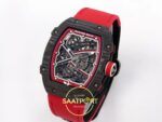 Richard Mille RM 67-02 Norway Black Red NTPT Sol Çapraz Kasa ve Bezel Dokusu Rich Factory Super Clone ETA — Kadran ve Bezel Görünümü