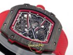 Richard Mille RM 67-02 Norway Black Red NTPT Yatay Kadran ve CRMA7 Mekanizma Derinliği Rich Factory Super Clone ETA — Kadran ve Bezel Görünümü
