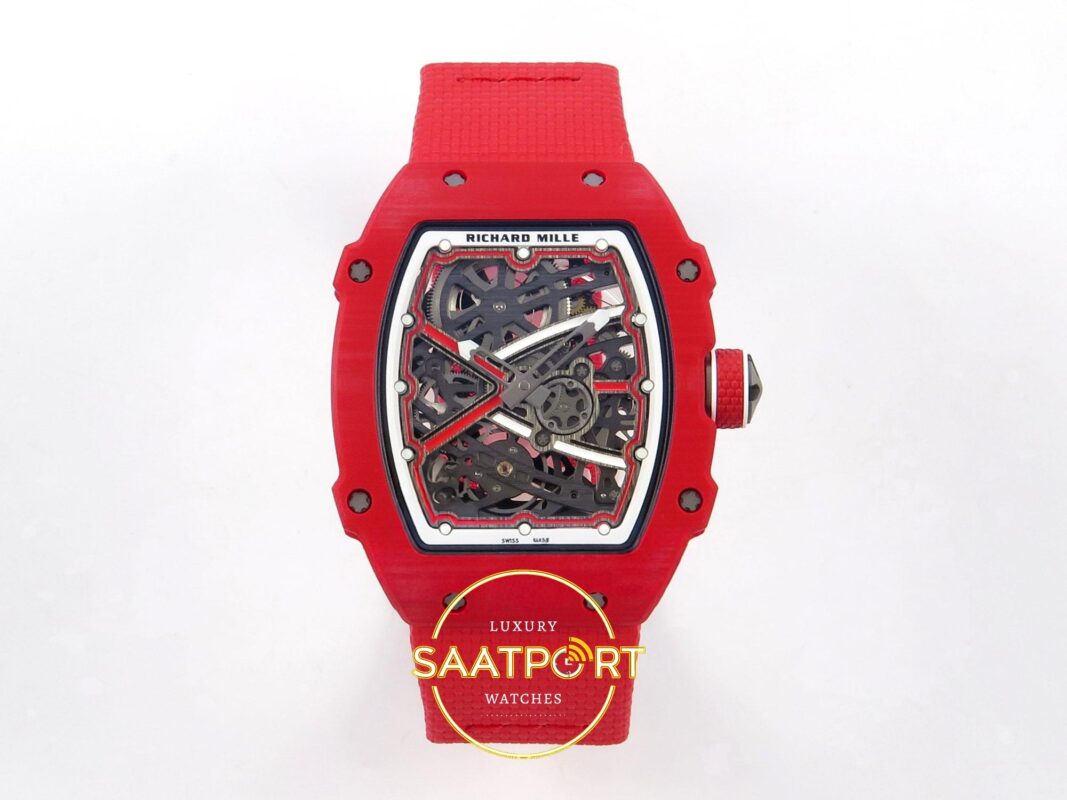 Richard Mille RM 67-02 Sebastien Buemi Red NTPT Ön Cephe Kadran ve Kasa Görünümü Rich Factory Super Clone ETA