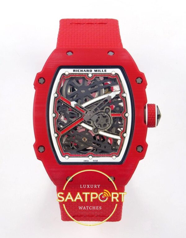 Richard Mille RM 67-02 Sebastien Buemi Red NTPT Ön Cephe Kadran ve Kasa Görünümü Rich Factory Super Clone ETA