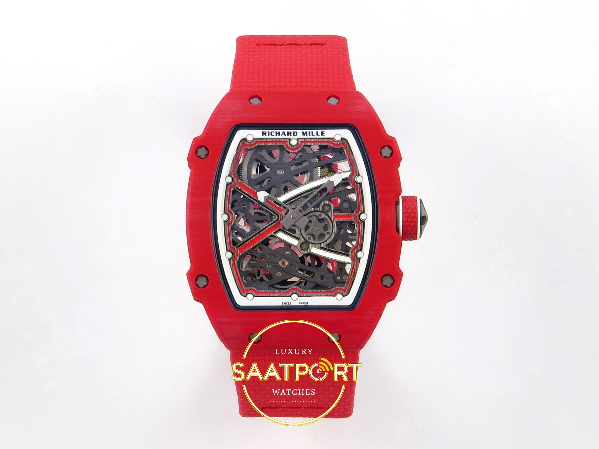 Richard Mille RM 67-02 Sebastien Buemi Red NTPT Rich Maker CRMA7 Super Clone ETA - Ön Cephe Kadran ve Kasa Görünümü Richard Mille RM 67-02 Sebastien Buemi Red NTPT Ön Cephe Kadran ve Kasa Görünümü Rich Factory Super Clone ETA