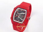 Richard Mille RM 67-02 Sebastien Buemi Red NTPT Sol Çapraz Kasa ve Bezel Dokusu Rich Factory Super Clone ETA — Kadran ve Bezel Görünümü
