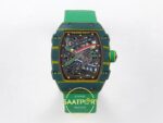Richard Mille RM 67-02 Green NTPT CRMA7 Ön Cephe Kadran ve Kasa Görünümü Rich Factory Super Clone ETA — Kadran ve Bezel Görünümü