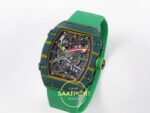 Richard Mille RM 67-02 Green NTPT CRMA7 Sol Çapraz Kasa ve Bezel Dokusu Rich Factory Super Clone ETA — Kadran ve Bezel Görünümü