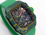 Richard Mille RM 67-02 Green NTPT CRMA7 Sağ Çapraz Kurma Kolu ve Kasa Profili Rich Factory Super Clone ETA — Kadran ve Bezel Görünümü
