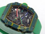 Richard Mille RM 67-02 Green NTPT CRMA7 Yatay Kadran ve CRMA7 Mekanizma Derinliği Rich Factory Super Clone ETA — Kadran ve Bezel Görünümü