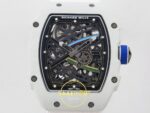 Richard Mille RM 67-02 White NTPT 2026 UAE İskelet Kadran ve Köprü Detayı Yakın Plan Rich Factory Super Clone ETA — Kadran ve Bezel Görünümü