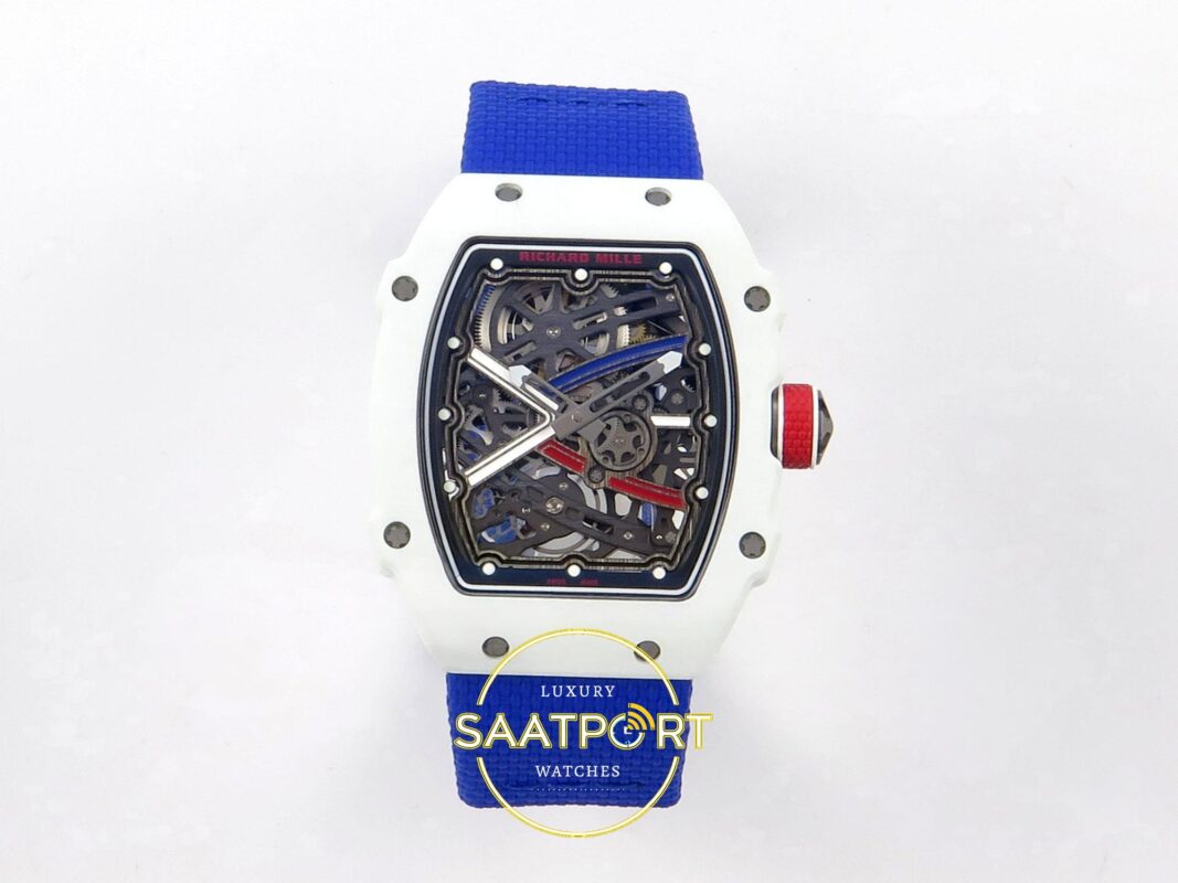 Richard Mille RM 67-02 White NTPT France Pro V2 Ön Cephe Kadran ve Kasa Görünümü Rich Factory Super Clone ETA — Kadran ve Bezel Görünümü