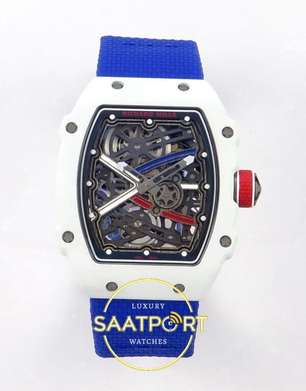 Richard Mille RM 67-02 White NTPT France Pro V2 Ön Cephe Kadran ve Kasa Görünümü Rich Factory Super Clone ETA