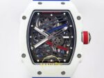 Richard Mille RM 67-02 White NTPT France Pro V2 İskelet Kadran ve Köprü Detayı Yakın Plan Rich Factory Super Clone ETA — Kadran ve Bezel Görünümü