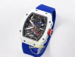 Richard Mille RM 67-02 White NTPT France Pro V2 Sol Çapraz Kasa ve Bezel Dokusu Rich Factory Super Clone ETA — Kadran ve Bezel Görünümü
