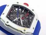 Richard Mille RM 67-02 White NTPT France Pro V2 Yatay Kadran ve CRMA7 Mekanizma Derinliği Rich Factory Super Clone ETA — Kadran ve Bezel Görünümü