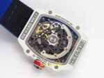 Richard Mille RM 67-02 White NTPT France Pro V2 Arka Kapak Safir Cam ve CRMA7 Rotor Görünümü Rich Factory Super Clone ETA — Kadran ve Bezel Görünümü