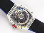 Richard Mille RM 67-02 White NTPT France Arka Kapak Safir Cam ve CRMA7 Rotor Görünümü Rich Factory Super Clone ETA — Kadran ve Bezel Görünümü