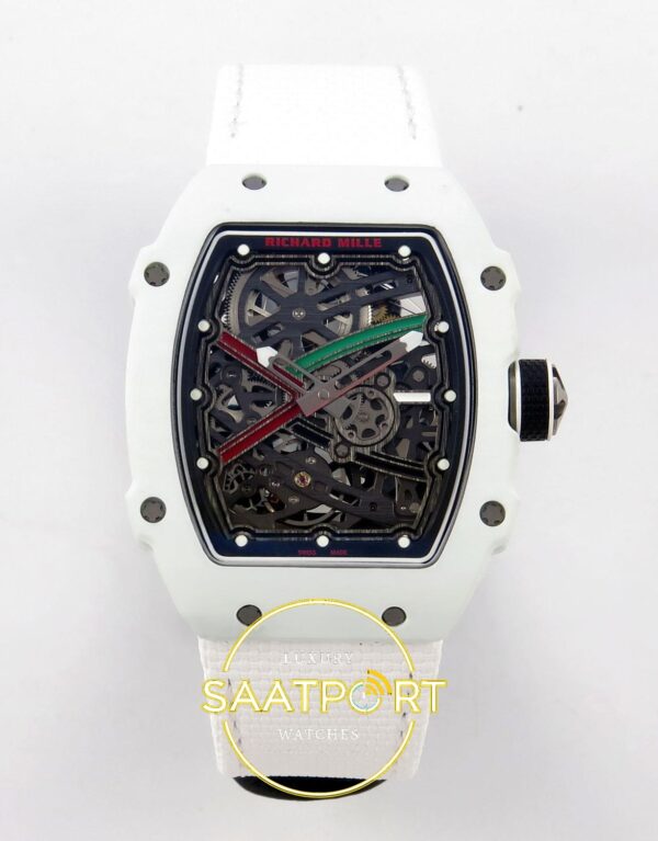 Richard Mille RM 67-02 White NTPT UAE Edition Ön Cephe Kadran ve Kasa Görünümü Rich Factory Super Clone ETA