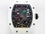 Richard Mille RM 67-02 White NTPT UAE Edition İskelet Kadran ve Köprü Detayı Yakın Plan Rich Factory Super Clone ETA — Kadran ve Bezel Görünümü