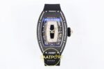 Richard Mille RM07 Ladies Black Ceramic Diamonds Bezel ZF Black ZF Factory 31.5mmx12mm Kadran İndeks ve İbre Detay Yakın Çekim — Kadran ve Bezel Görünümü