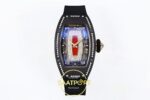 Richard Mille RM07 Ladies Black Ceramic Diamonds Bezel ZF Red ZF Factory 31.5mmx12mm Kadran İndeks ve İbre Detay Yakın Çekim — Kadran ve Bezel Görünümü