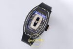 Richard Mille RM07 Ladies Black Ceramic Diamonds Bezel ZF Black ZF Factory 31.5mmx12mm Sağ 45 Derece Çapraz Kasa ve Kurma Tepesi — Kadran ve Bezel Görünümü