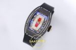Richard Mille RM07 Ladies Black Ceramic Diamonds Bezel ZF Red ZF Factory 31.5mmx12mm Sağ 45 Derece Çapraz Kasa ve Kurma Tepesi — Kadran ve Bezel Görünümü