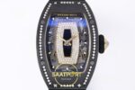 Richard Mille RM07 Ladies Black Ceramic Diamonds Bezel ZF Black ZF Factory 31.5mmx12mm Sol 45 Derece Çapraz Kasa ve Bezel Profili — Kadran ve Bezel Görünümü