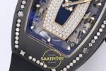 Richard Mille RM07 Ladies Black Ceramic Diamonds Bezel ZF Black ZF Factory 31.5mmx12mm Sol Yan Kasa Kalınlık ve Fırçalanmış Yüzey — Kadran ve Bezel Görünümü